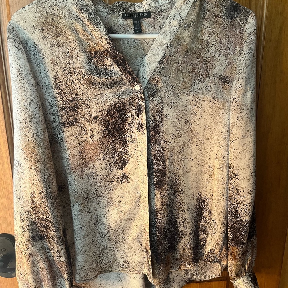 Eileen Fisher Artistic Black and Brown Blouse